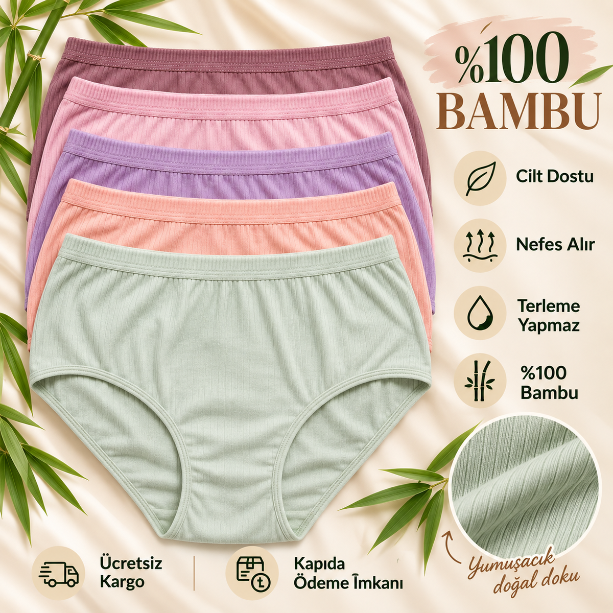 Yüksek Bel Antibakteriyel Pamuk Külot