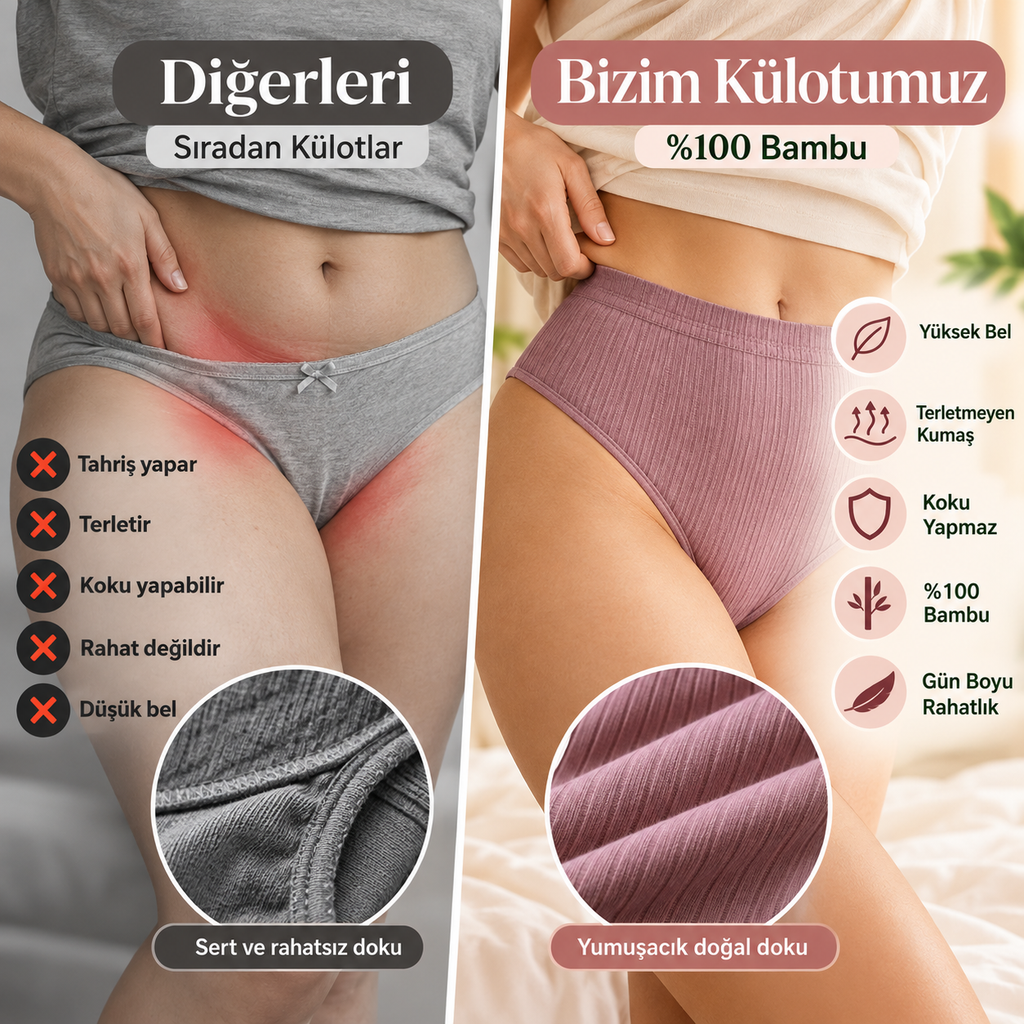 Yüksek Bel Antibakteriyel Pamuk Külot